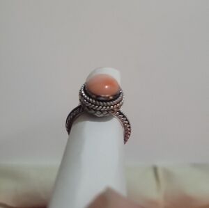 Pink Coral Ring, Natural Coral Ring, March Birthstone Ring, Angel Skin
